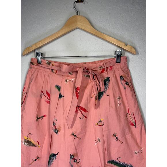 Women's L.L. Bean Coral Fly Fishing Print Mini Skirt Size Small New - Picture 2 of 10